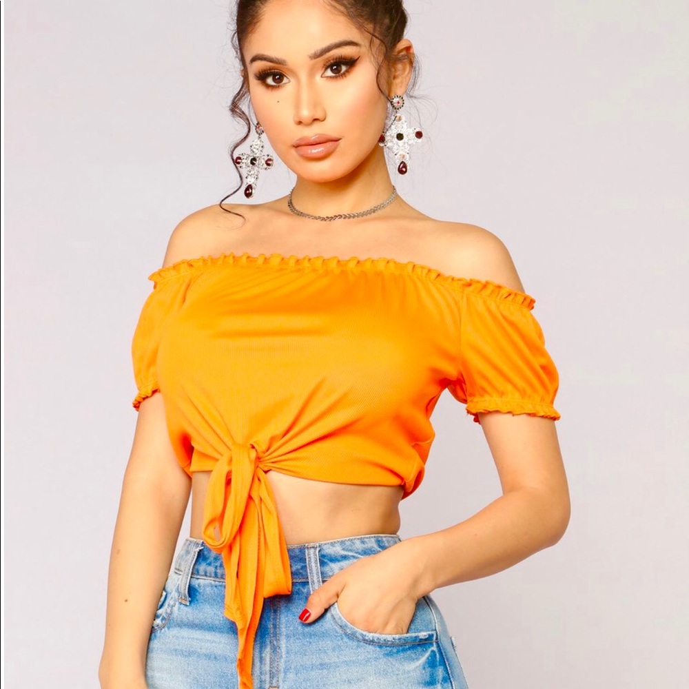 Fashion Nova Ribbed Top - Orange